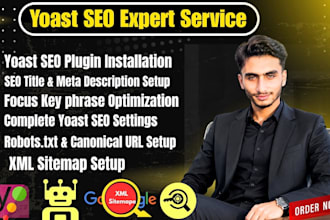 do wordpress yoast setup, on page optimization and sitemap