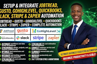 integrate jobtread gusto gohighlevel quickbooks slack stripe zapier automation