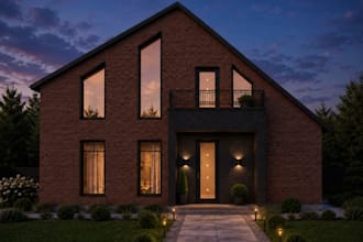 redesign architect 3d exterior rendering, barn house, tiny home,2d plan, cottage