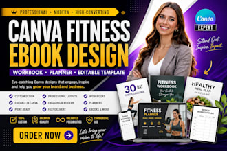 design canva fitness ebook design canva workbook planner editable canva template