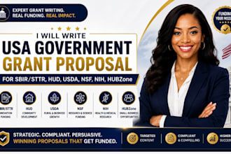 write usa government grant proposal for sbir sttr, hud, usda, nsf, nih, hubzone