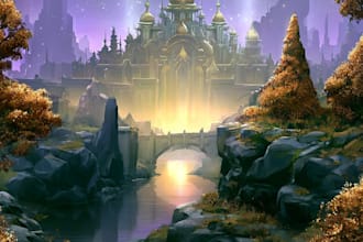 draw fantasy background and landscape