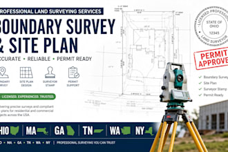 ohio ma ga tn wa ny land survery boundary survey site plan surveyor stamp permit
