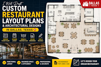 draft custom restaurant layout plans architectural designs in dallas, texas