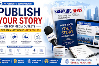 be your PR publicist, book publicist publish your story on top media outlet