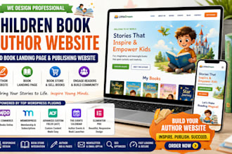 design children book author website kid book landing page and publishing website