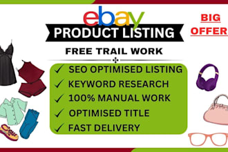 do ebay listing, ebay SEO listing, bulk product listing and ebay lister