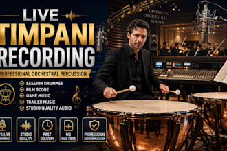record live timpani music and orchestral percussion for your score as drummer
