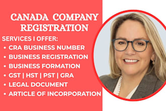 do canada company registration, gst, hst or provincial incorporation in 24hrs