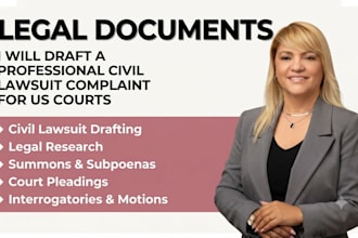 draft complaints, lawsuits, appeals or injunctions