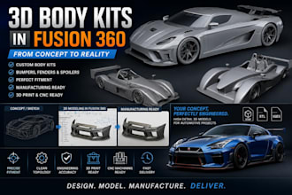 design 3d car body kit, fusion 360,3d card model 3d printing