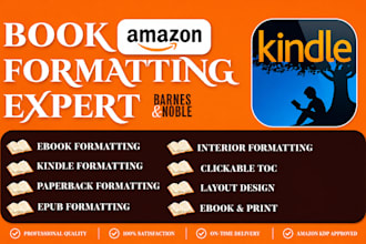 do professional book formatting for amazon KDP, kindle, and paperback
