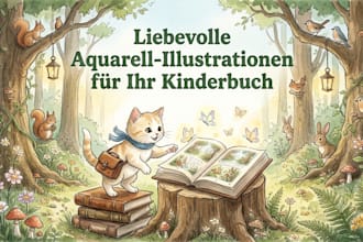 aquarell kinderbuchillustration für kinderbuch geschichtenbuch, buchillustration