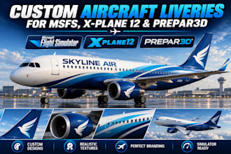 create aircraft liveries for msfs, x plane 12 and prepar3d