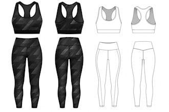 design activewear, gymwear and athleisure tech pack with cad flats