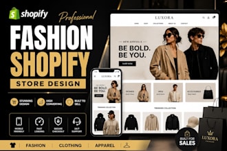 design professional fashion clothing apparel shopify store that sell