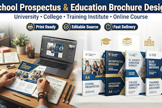 design school prospectus, university, college admission brochure, booklet