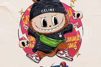 make classic moto warrior, horror, skate, cartoon character logo