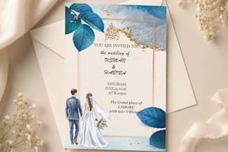 design a modern wedding card,restaurant menu