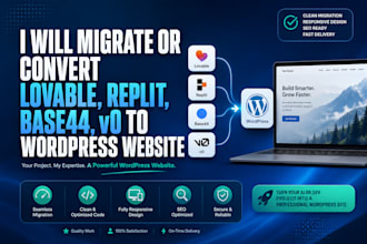 migrate or convert lovable, replit, base44, v0 to wordpress website