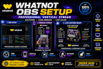 setup professional whatnot vertical stream with obs for auctions and card breaks