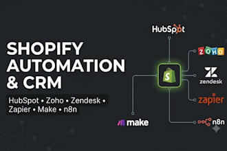 integrate shopify hubspot zendesk zoho CRM zapier make n8n automation workflow