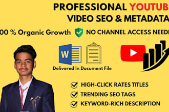 do youtube video SEO, optimization, and channel management