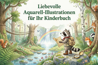 aquarell kinderbuchillustration für kinderbuch geschichtenbuch buchillustration