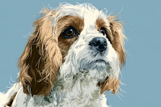 draw simple pet portrait vector for embroidery