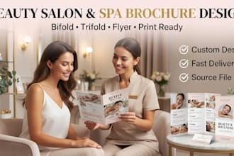 design beauty salon, spa, skincare cosmetic brochure, bifold trifold flyer