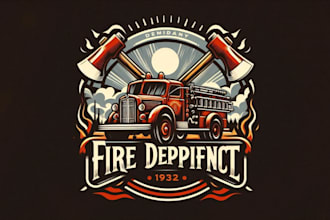 create amazing fire department vintage logo with unlimited revisions