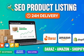 do SEO product listing for daraz amazon shopify in 24 hours