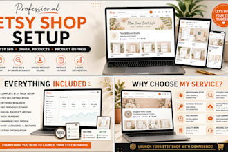 do esty shop setup, esty SEO, digital product listing and optimization