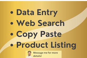 do web search, copy paste, data typing and data entry