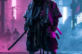 cyberpunk samurai street warrior art