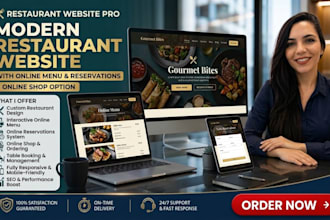 design modern restaurant website with online menu, reservations or online shop