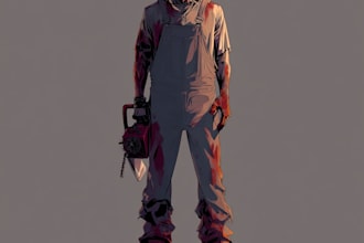 do vintage illustration, character, retro horror style art