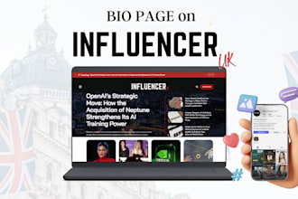 create bio page on influencer magazine UK