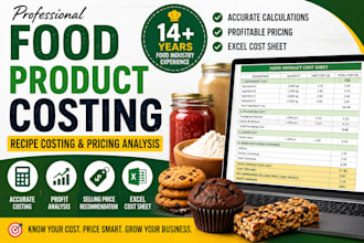 do professional food product costing, recipe costing, and pricing analysis