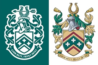 design modern heraldry, coat of arms, family crest, heraldic logo