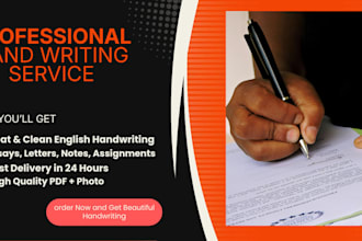 write beautiful  english handwritting for notes, assignments and cards