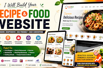 create recipe website, food blog website, cooking or food website
