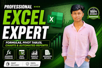 create excel formulas, pivot tables, charts, and automated reports