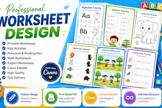 design printable worksheets for kids and teachers