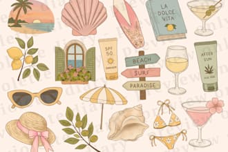 draw customized digital sticker and clipart for commercial use