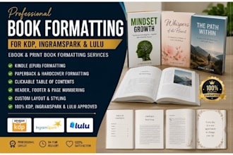 do book formatting, low content book for amazon kdp, ingramspark, lulu indesign