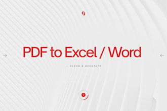 convert PDF to excel spreadsheet manually fast delivery 24 hours