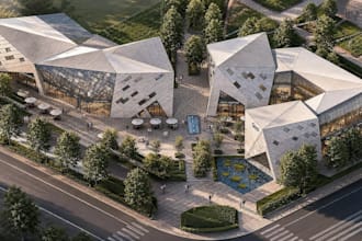 design geometric shopping mall,retail plaza 3d model,commercial complex exterior