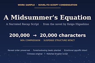summarize your novel into a gripping recap script