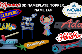 design any flat 3d logo nameplate badge keychain bag tag bookmark 3mf multicolor